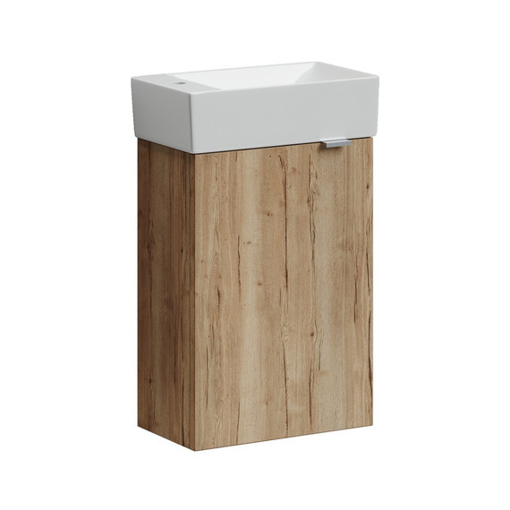 Тумба подвесная с раковиной Sancos Mini 37 см MN35EGL L, дуб галифакс натуральный фото 