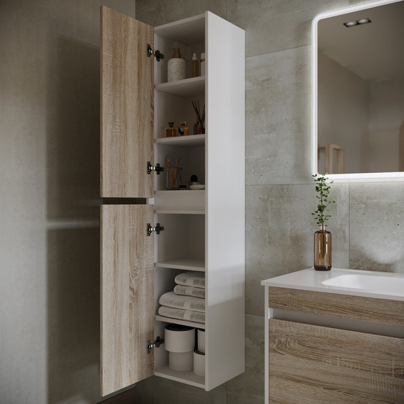 Пенал подвесной Sancos Smart 35 см PSM35E, дуб бардолино/белый - 2 Пенал подвесной Sancos Smart 35 см PSM35E, дуб бардолино/белый фото 2