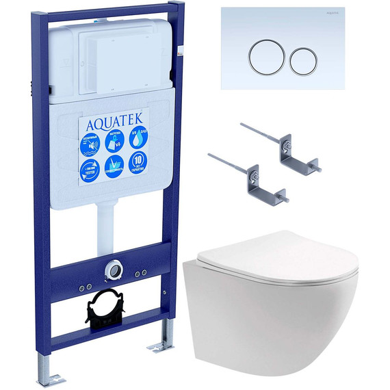 Инсталляция с подвесным унитазом комплект: Aquatek Set INS-0000012 с подвесным безободковым унитазом Европа AQ1901-00 сиденье микролифт, крепление, кнопка смыва белая -  Инсталляция с подвесным унитазом комплект: Aquatek Set INS-0000012 с подвесным безободковым унитазом Европа AQ1901-00 сиденье микролифт, крепление, кнопка смыва белая фото