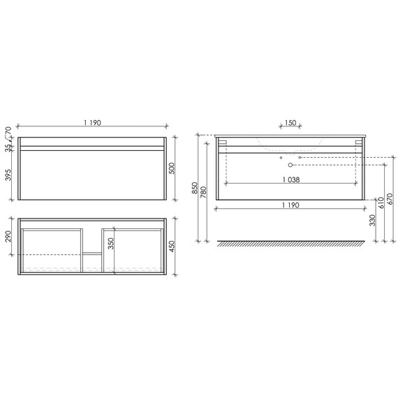 Тумба подвесная с раковиной-столешницей Sancos Smart 120 см SM120-1W фото 7