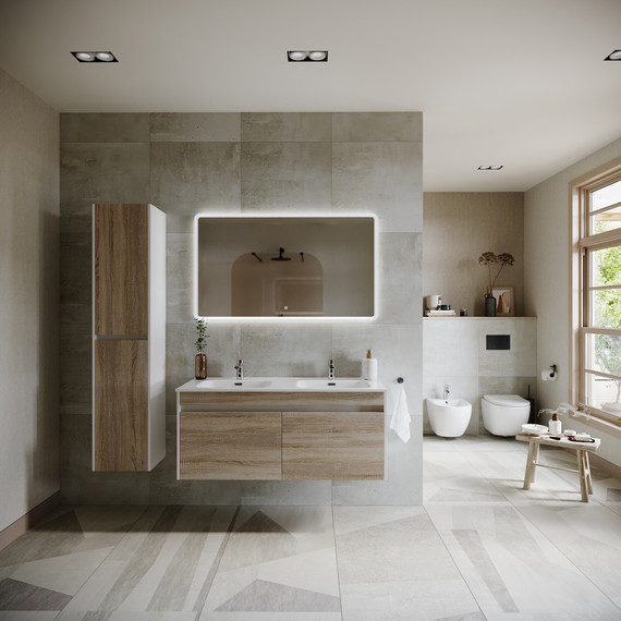 Тумба подвесная с раковиной Sancos Smart 120 см SM120-2E, дуб бардолино/белый - 4 Тумба подвесная с раковиной Sancos Smart 120 см SM120-2E, дуб бардолино/белый фото 4