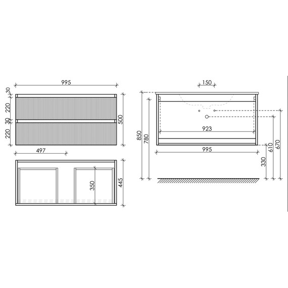 Тумба подвесная с раковиной Sancos Snob T 100 см SNT100SM, Doha Soft (раковина Element  CN6018, столешница TT100A1X) - 9 Тумба подвесная с раковиной Sancos Snob T 100 см SNT100SM, Doha Soft (раковина Element  CN6018, столешница TT100A1X) фото 9
