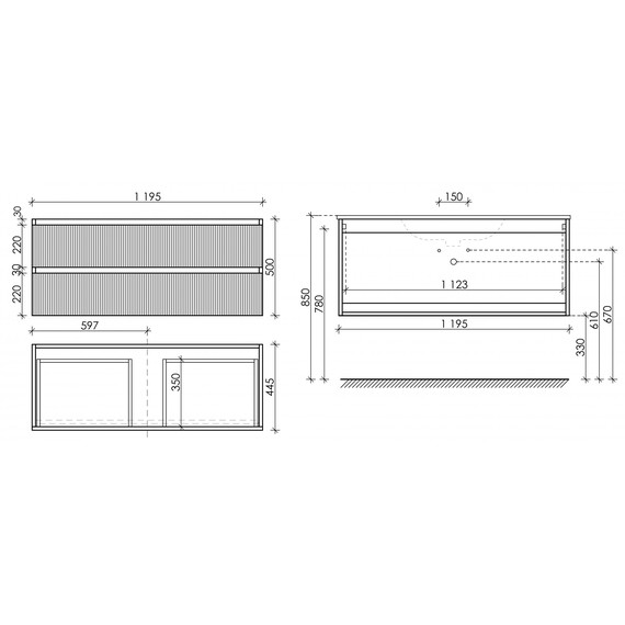 Тумба подвесная с раковиной Sancos Snob T 120 см SNT120W, Bianco фото 11