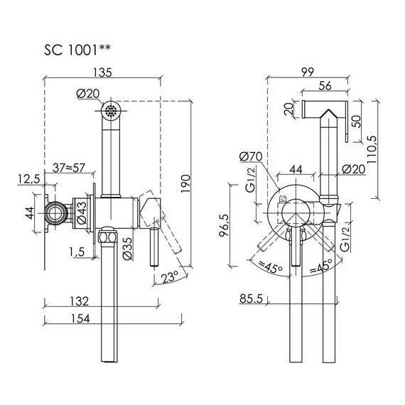 Набор для гигиенического душа Sancos Start SC1001MB, чёрный матовый (со скрытой частью) - 8 Набор для гигиенического душа Sancos Start SC1001MB, чёрный матовый (со скрытой частью) фото 8