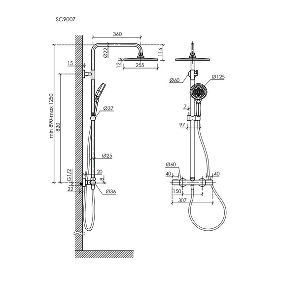 Душевая стойка с термостатом Sancos Etna SC9007CH - 2 Душевая стойка с термостатом Sancos Etna SC9007CH фото 2