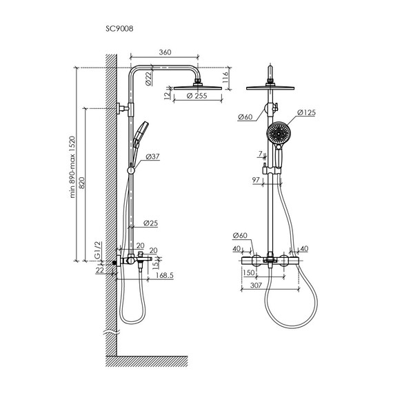 Душевая стойка с термостатом Sancos Etna SC9008CH - 2 Душевая стойка с термостатом Sancos Etna SC9008CH фото 2