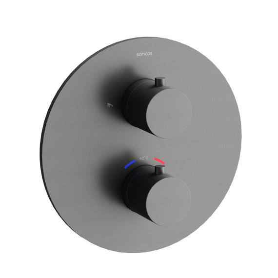 Душевая система для душа с термостатом Sancos Etna SC9010GG, вороненая сталь фото 2