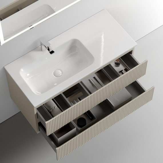 Тумба подвесная с раковиной-столешницей Sancos Snob T 100 см SNT100LCE L, Beige Soft (раковина Grace CN7014) фото 3