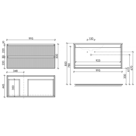 Тумба подвесная с раковиной-столешницей Sancos Snob T 100 см SNT100LSM L, Doha Soft (раковина Grace CN7014) фото 9