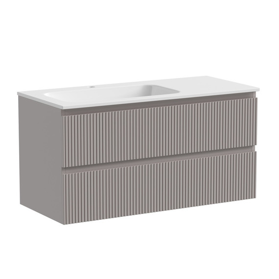 Тумба подвесная с раковиной-столешницей Sancos Snob T 100 см SNT100LSM L, Doha Soft (раковина Grace CN7014) фото 