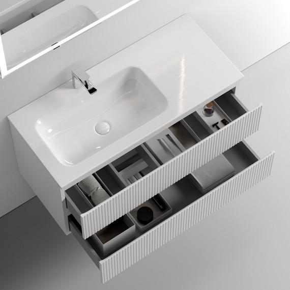 Тумба подвесная с раковиной-столешницей Sancos Snob T 100 см SNT100LW L, Bianco (раковина Grace CN7014) фото 3