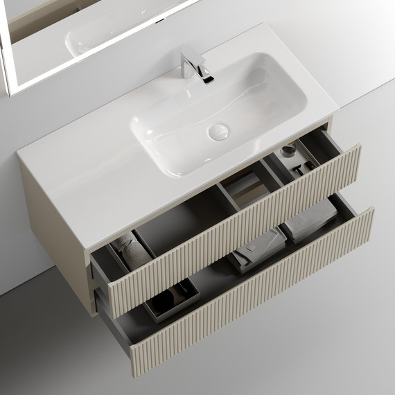 Тумба подвесная с раковиной-столешницей Sancos Snob T 100 см SNT100RCE R, Beige Soft (раковина Grace CN7015) фото 3