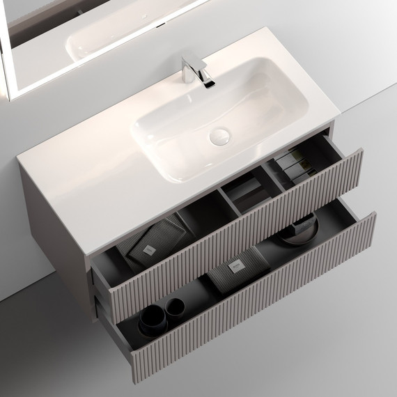 Тумба подвесная с раковиной-столешницей Sancos Snob T 100 см SNT100RSM R, Doha Soft (раковина Grace CN7015) фото 3