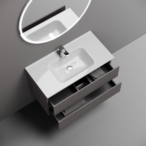 Тумба подвесная с раковиной-столешницей Sancos Snob T 90 см SNT90SM, Doha Soft (раковина Element CN7002) - 3 Тумба подвесная с раковиной-столешницей Sancos Snob T 90 см SNT90SM, Doha Soft (раковина Element CN7002) фото 3