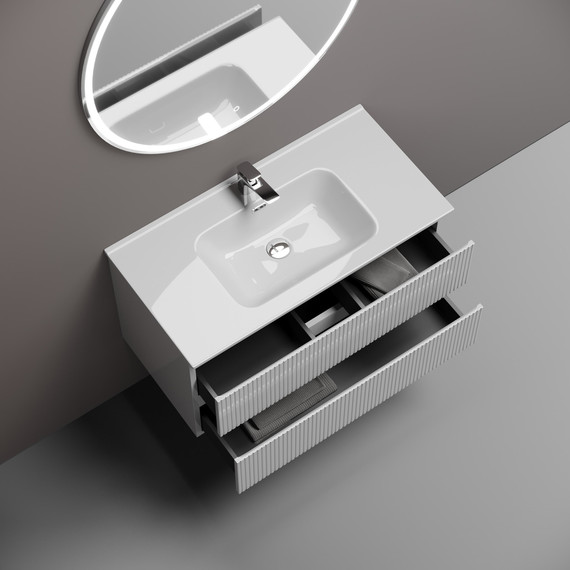 Тумба подвесная с раковиной-столешницей Sancos Snob T 90 см SNT90W, Bianco (раковина Element CN7002) - 3 Тумба подвесная с раковиной-столешницей Sancos Snob T 90 см SNT90W, Bianco (раковина Element CN7002) фото 3