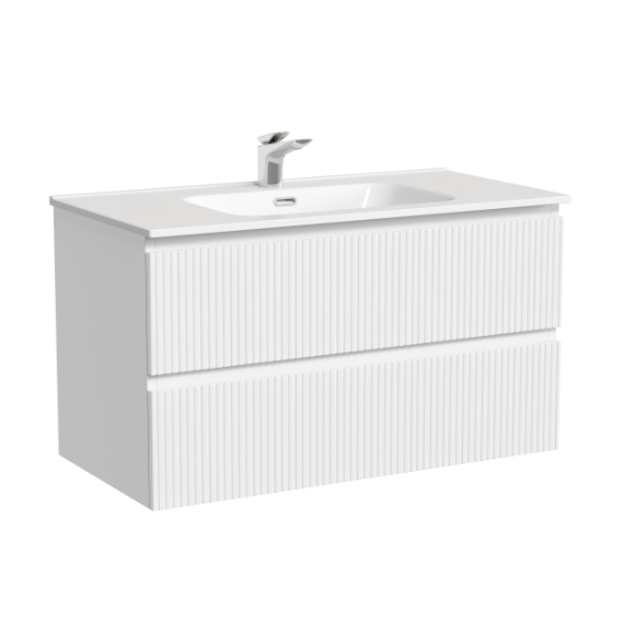 Тумба подвесная с раковиной-столешницей Sancos Snob T 90 см SNT90W, Bianco (раковина Element CN7002) -  Тумба подвесная с раковиной-столешницей Sancos Snob T 90 см SNT90W, Bianco (раковина Element CN7002) фото