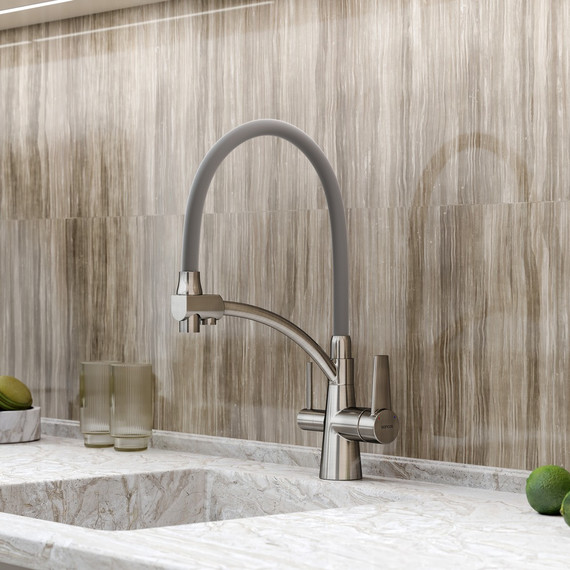 Смеситель для кухни Sancos Eri SC4001BN, никель/серый фото 5