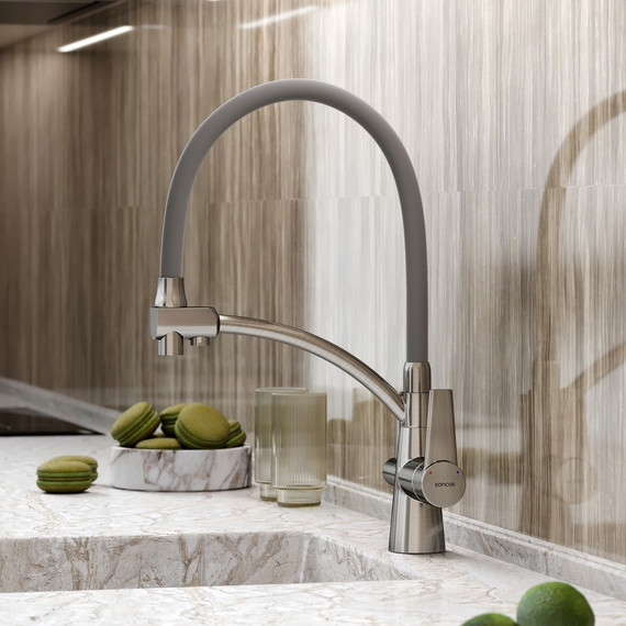 Смеситель для кухни Sancos Eri SC4001BN, никель/серый фото 6