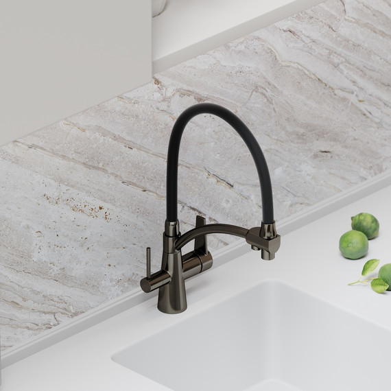 Смеситель для кухни Sancos Eri SC4001GG, сталь/черный фото 4