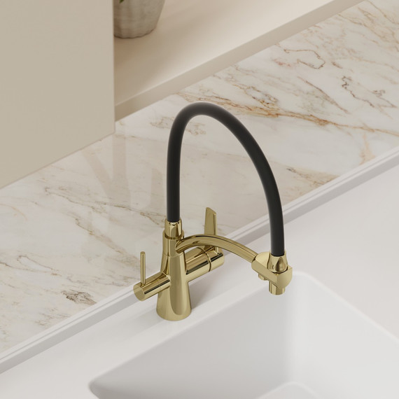 Смеситель для кухни Sancos Eri SC4001ZG, полированное золото/чёрный фото 5