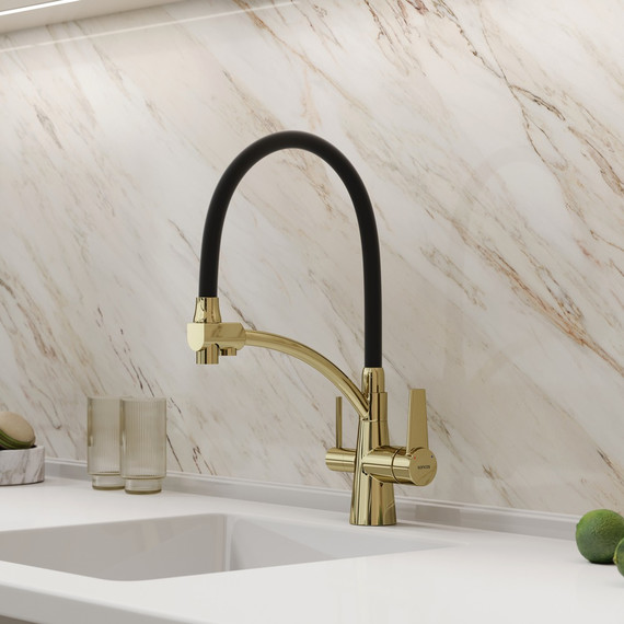 Смеситель для кухни Sancos Eri SC4001ZG, полированное золото/чёрный фото 6