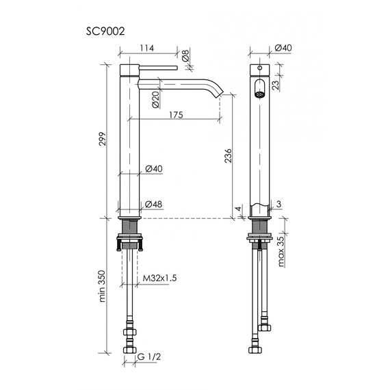 Смеситель для раковины высокий Sancos Etna SC9002GG, вороненая сталь фото 3