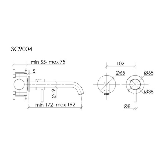 Смеситель для раковины настенный Sancos Etna SC9004CH (со скрытой частью) фото 7