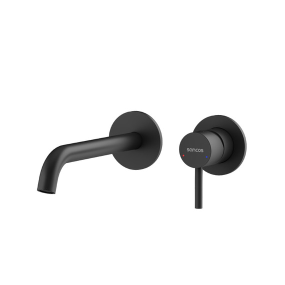 Смеситель для раковины настенный Sancos Etna SC9004MB, чёрный матовый (со скрытой частью) фото 2