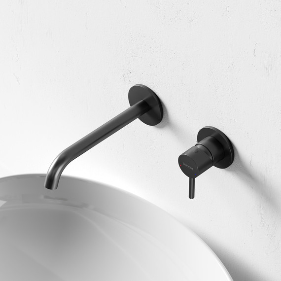 Смеситель для раковины настенный Sancos Etna SC9004MB, чёрный матовый (со скрытой частью) фото 3