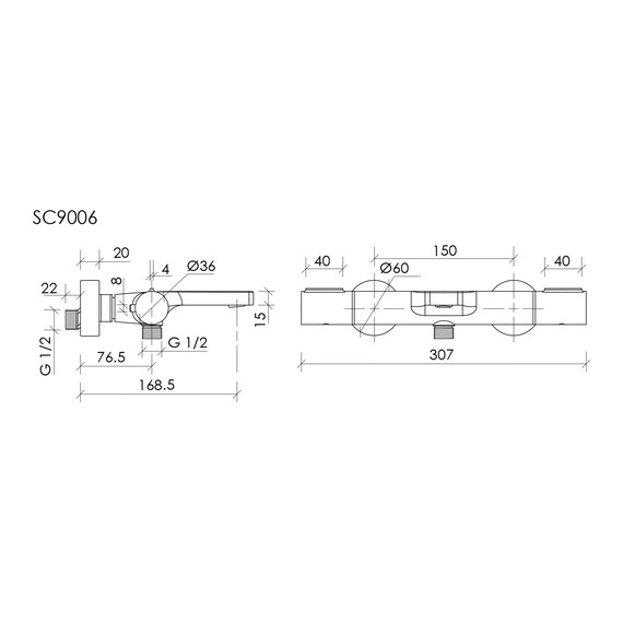 Смеситель для ванны с термостатом Sancos Etna SC9006MB, чёрный матовый фото 3