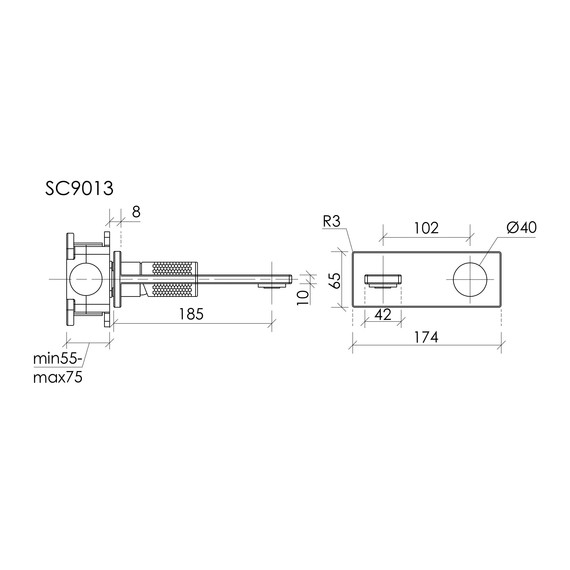 Смеситель для раковины настенный Sancos Nexus SC9013BN, брашированный никель (со скрытой частью) фото 3