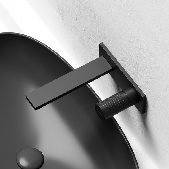 Смеситель для раковины настенный Sancos Nexus SC9013MB, чёрный матовый (со скрытой частью) фото 4