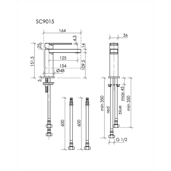 Смеситель для раковины Sancos Studio SC9015MB, чёрный матовый фото 3