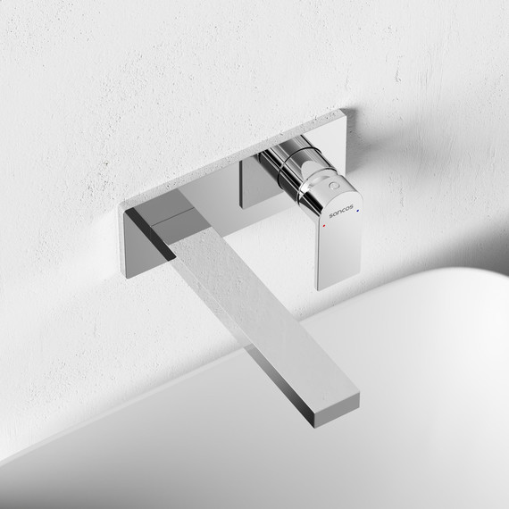 Смеситель для раковины настенный Sancos Studio SC9017CH (со скрытой частью) фото 2