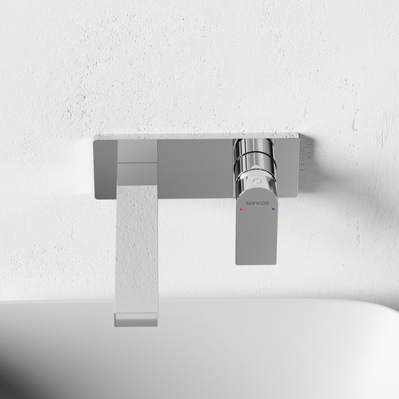 Смеситель для раковины настенный Sancos Studio SC9017CH (со скрытой частью) фото 5