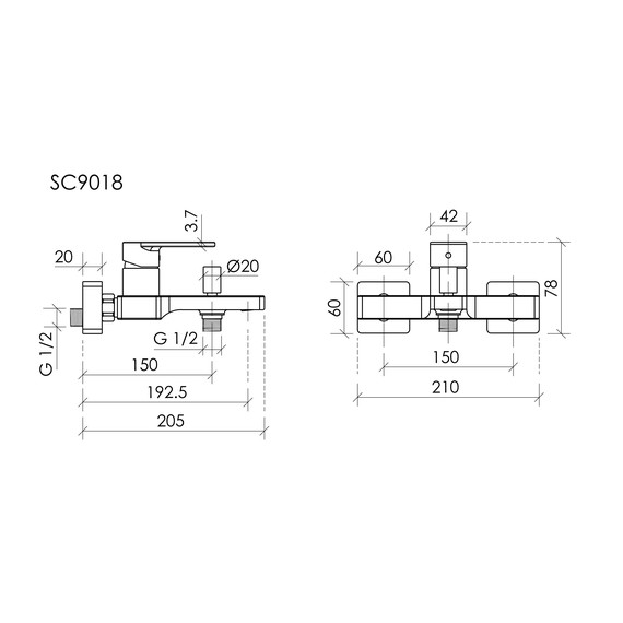 Смеситель для ванны Sancos Studio SC9018BN, брашированный никель фото 2