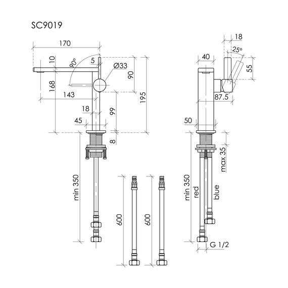 Смеситель для раковины Sancos Linn SC9019MB, чёрный матовый фото 3