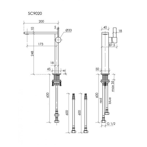 Смеситель для раковины высокий Sancos Linn SC9020MB, чёрный матовый фото 3
