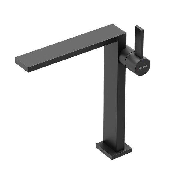 Смеситель для раковины высокий Sancos Linn SC9020MB, чёрный матовый фото 2
