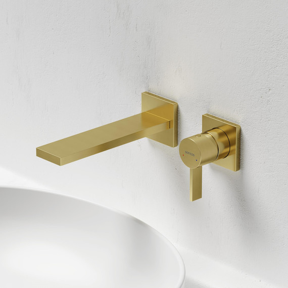 Смеситель для раковины настенный Sancos Linn SC9021BG, брашированное золото (со скрытой частью) фото 2