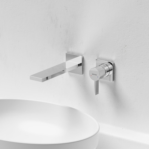 Смеситель для раковины настенный Sancos Linn SC9021CH (со скрытой частью) фото 2