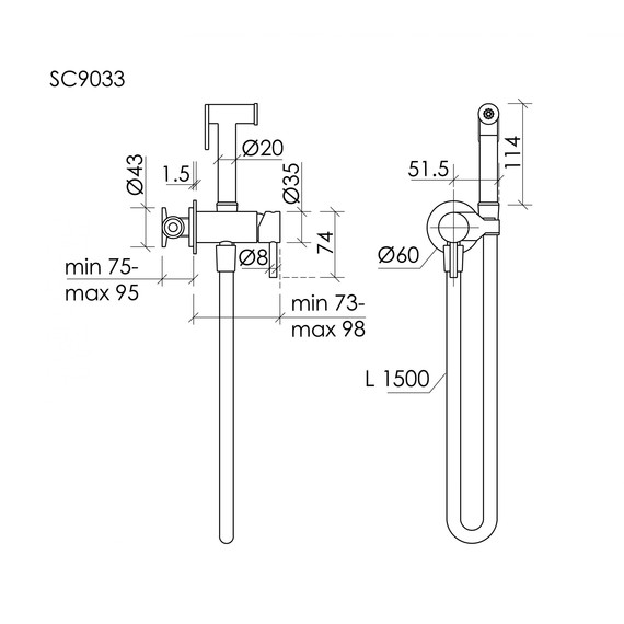 Набор для гигиенического душа Sancos Etna SC9033BN, брашированный никель (со скрытой частью) фото 2