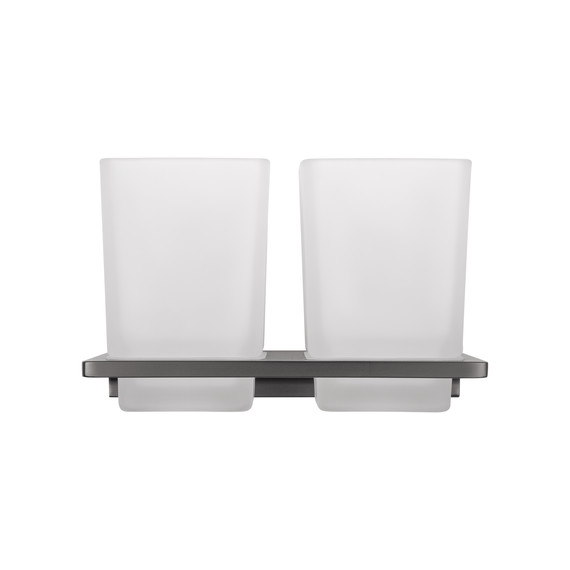 Стакан двойной для зубных щеток Wonzon & Woghand Eclipse WW-9128-GM, цвет тёмный графит брашированный фото 2