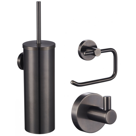 Набор аксессуаров для ванной комнаты Wonzon & Woghand WW-8100-GM, цвет тёмный графит брашированный фото 