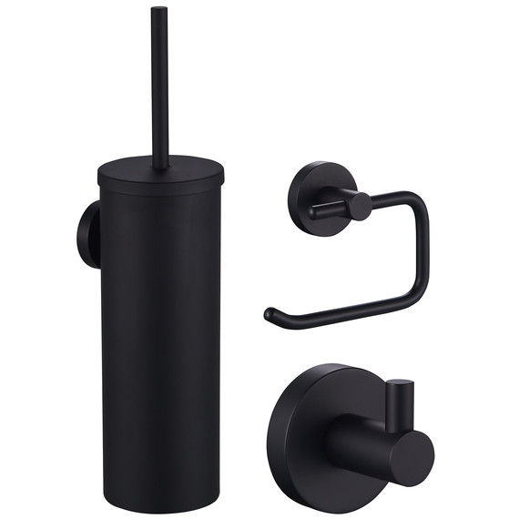 Набор аксессуаров для ванной комнаты Wonzon & Woghand WW-8100-BL, цвет чёрный брашированный фото 