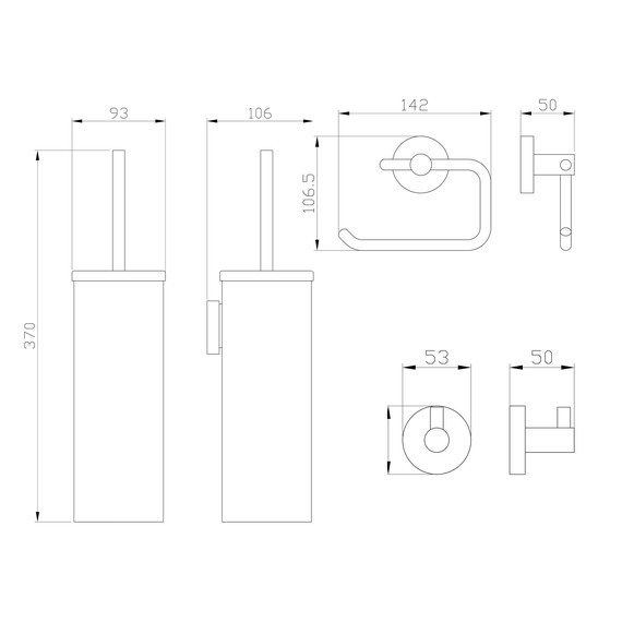 Набор аксессуаров для ванной комнаты Wonzon & Woghand WW-8100-BL, цвет чёрный брашированный фото 2