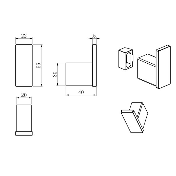 Крючок Wonzon & Woghand WW-V2301-MB, цвет чёрный матовый фото 2