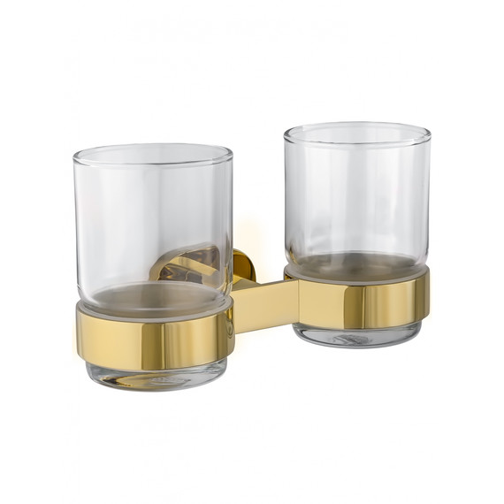 Стакан двойной для зубных щеток Wonzon & Woghand First WW-8428-LG, цвет золото глянцевое фото 