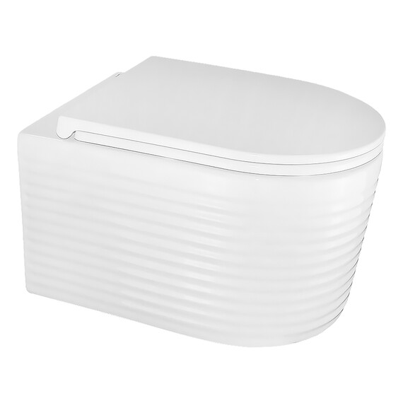 Унитаз подвесной безободковый Azario Luzio AZ-098-UQ (система смыва Торнадо) с тонкой крышкой микролифт фото 2