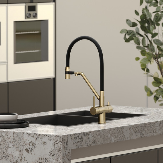 Смеситель для кухни Sancos Dora SC4003BG, золото/чёрный фото 3